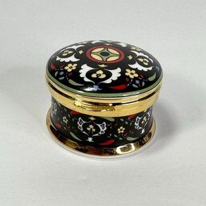 Black and Gold Pill Box from The Saxony Collection Made in Staffordshire England